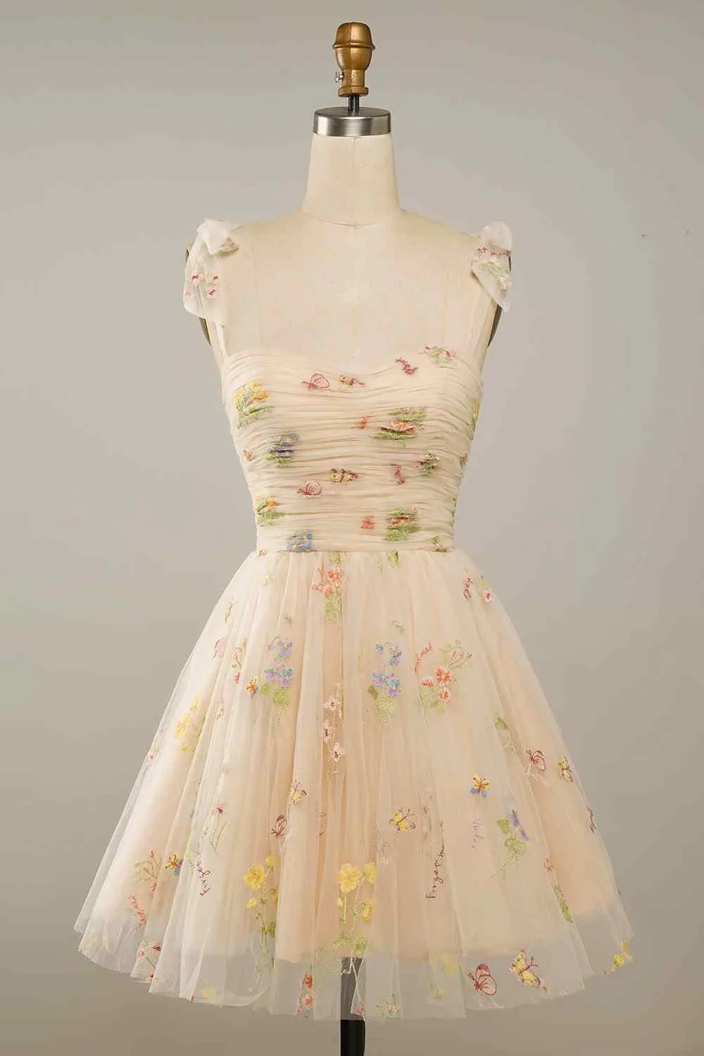 A-line Straps Short Prom Dress Flower Homecoming Dress kts070