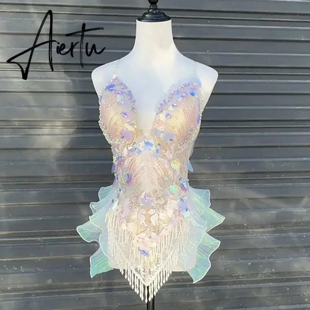 Aiertu Women Mermaid Swimsuit Bra Underwater Film And Electric Syllable Sexy Performance Clothing Girl Night Club Bar Performance Suit
