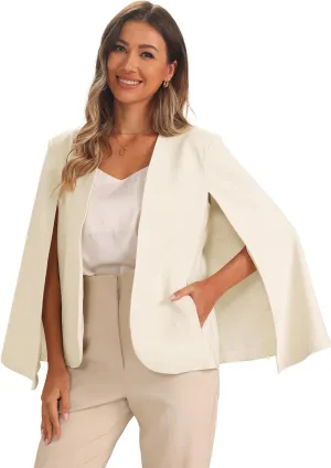Allegra K Cape Sleeve Blazer for Women's Business Work Open Front Casual Jacket Coat