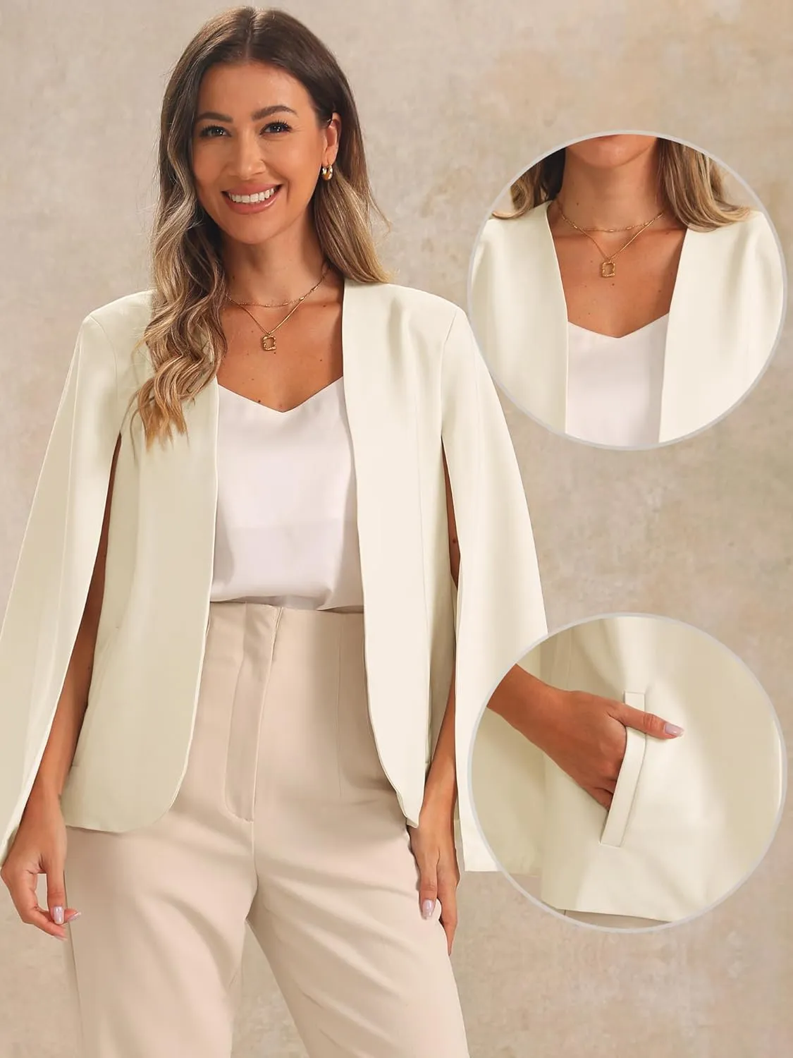 Allegra K Cape Sleeve Blazer for Women's Business Work Open Front Casual Jacket Coat