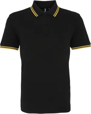Asquith & Fox Mens Classic Fit Tipped Polo Shirt (L) (Black/Yellow)
