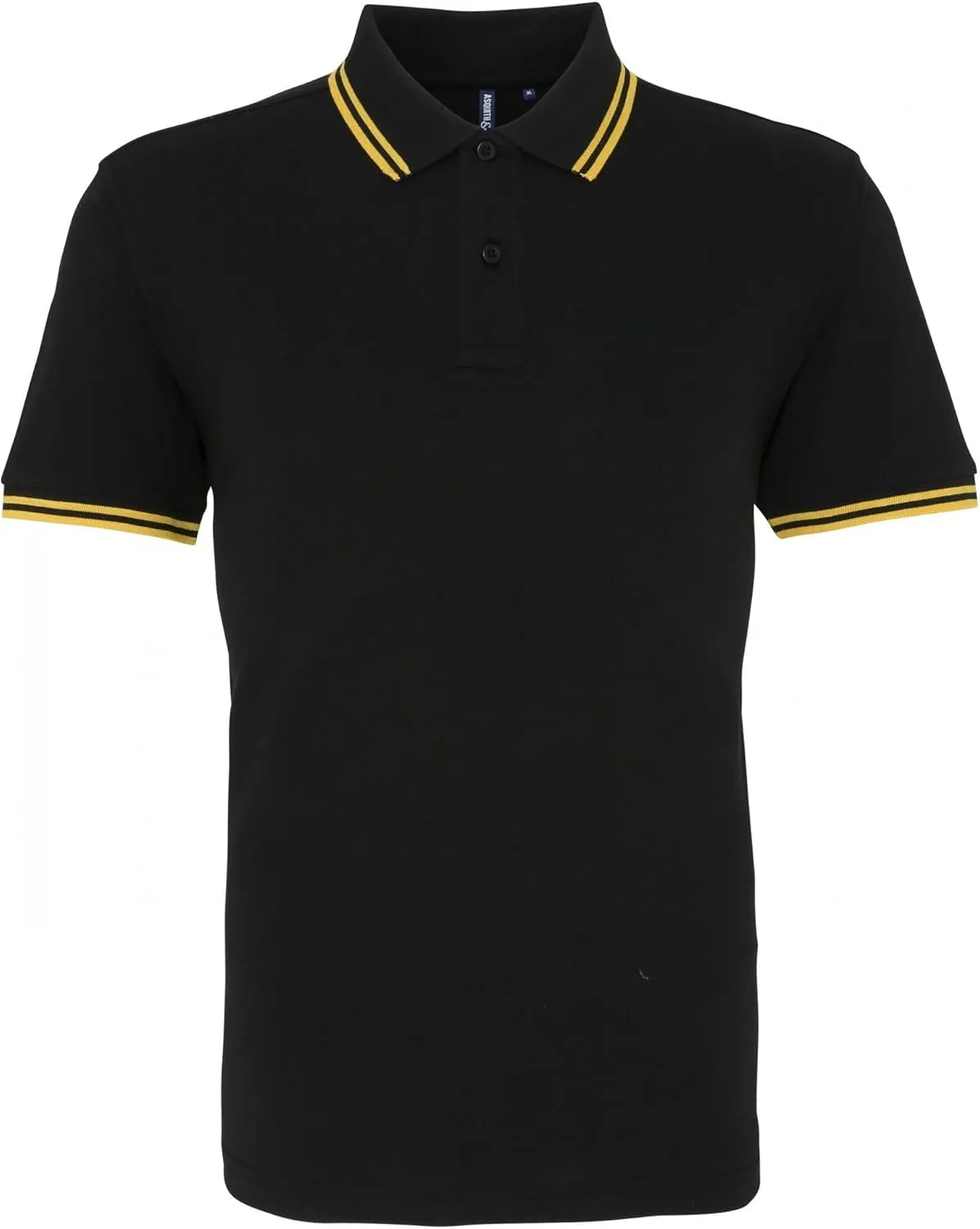 Asquith & Fox Mens Classic Fit Tipped Polo Shirt (L) (Black/Yellow)