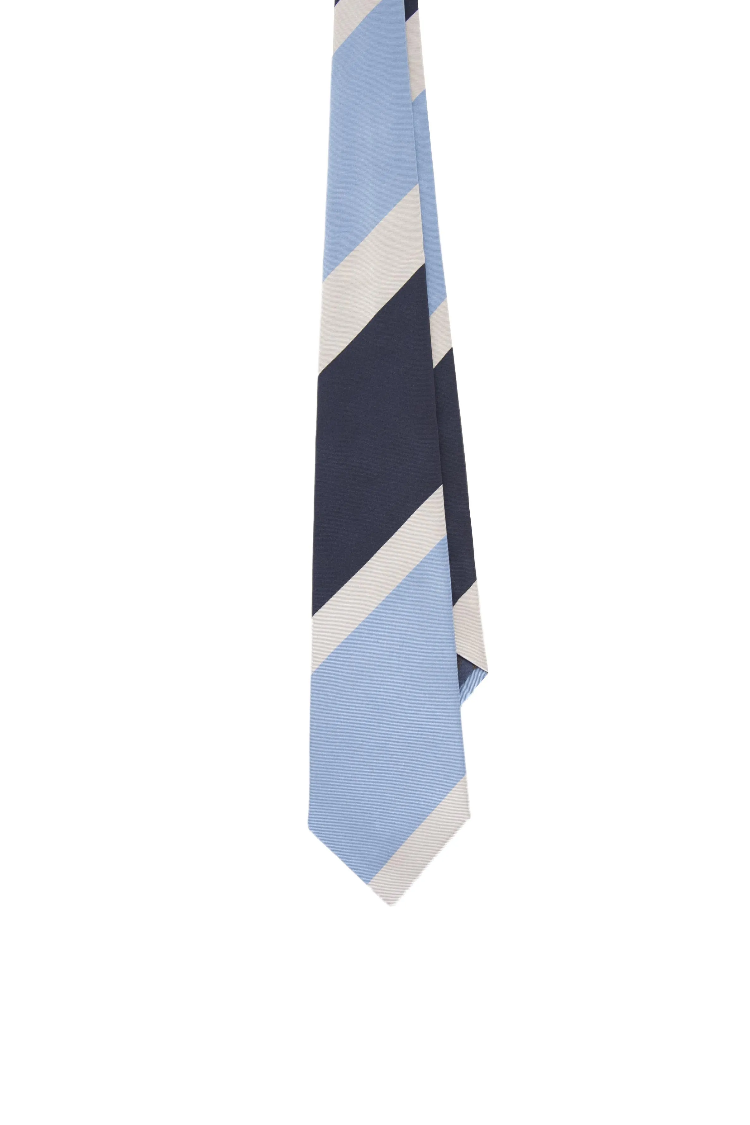 BLUE & WHITE & LIGHT BLUE STRIPE VINTAGE SILK hand made TIE