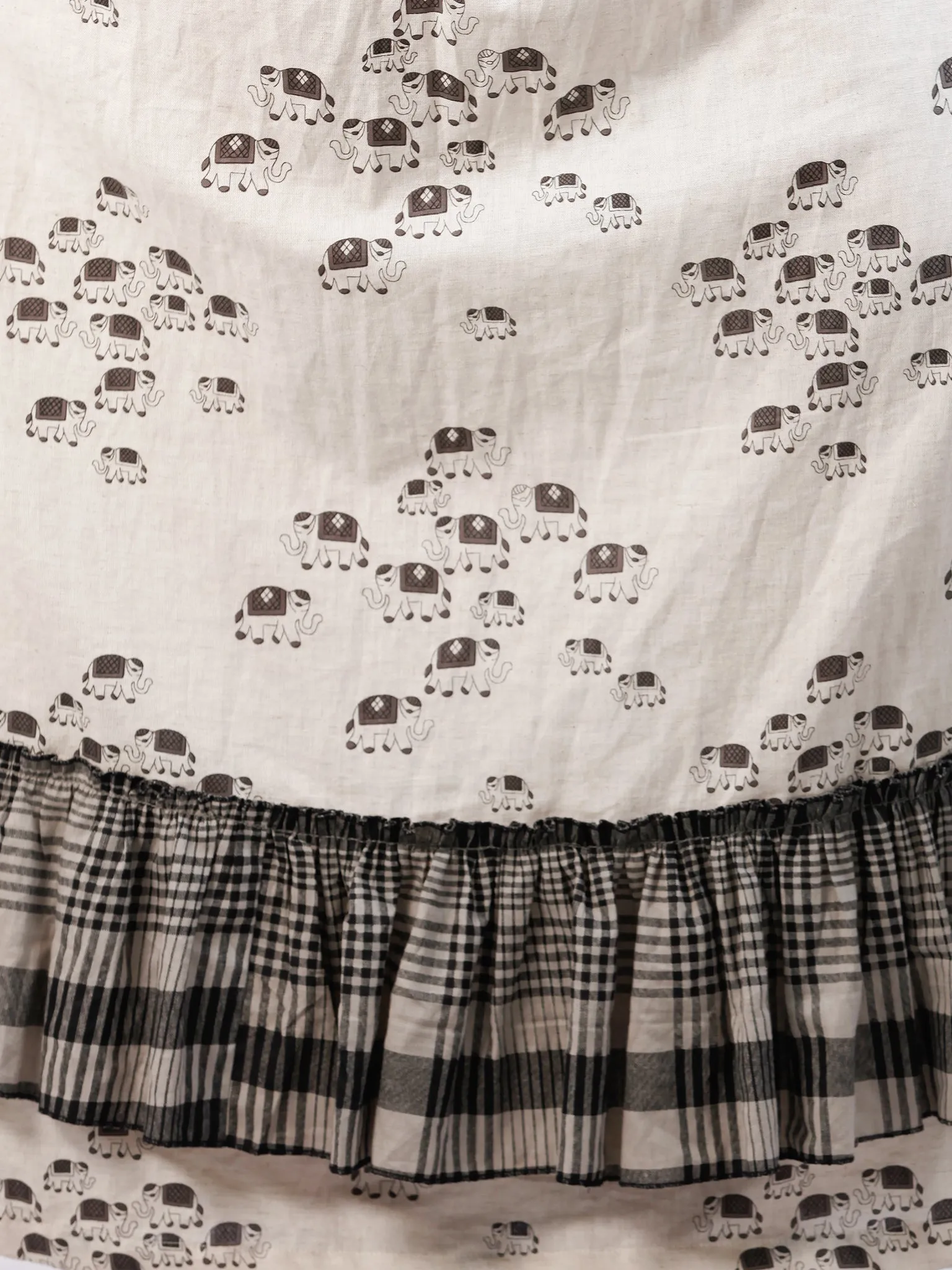 Casual Checks  - Block Printed Long Cotton Dress  - D353F1891