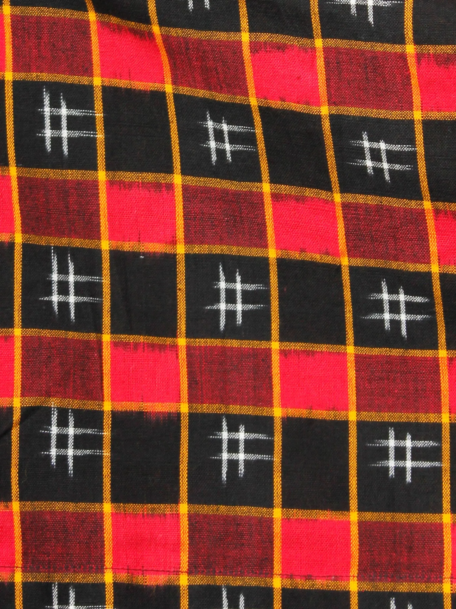 CHECK BOARD - Handwoven Double Ikat  Dress With Tassels - D332F822