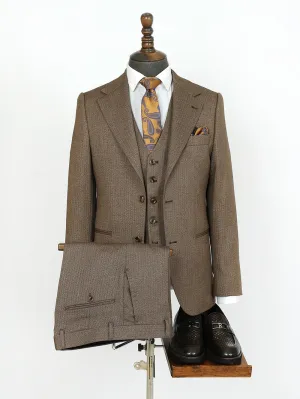 Coffee Three Piece Custom Bespoke Men Suit Tailored
