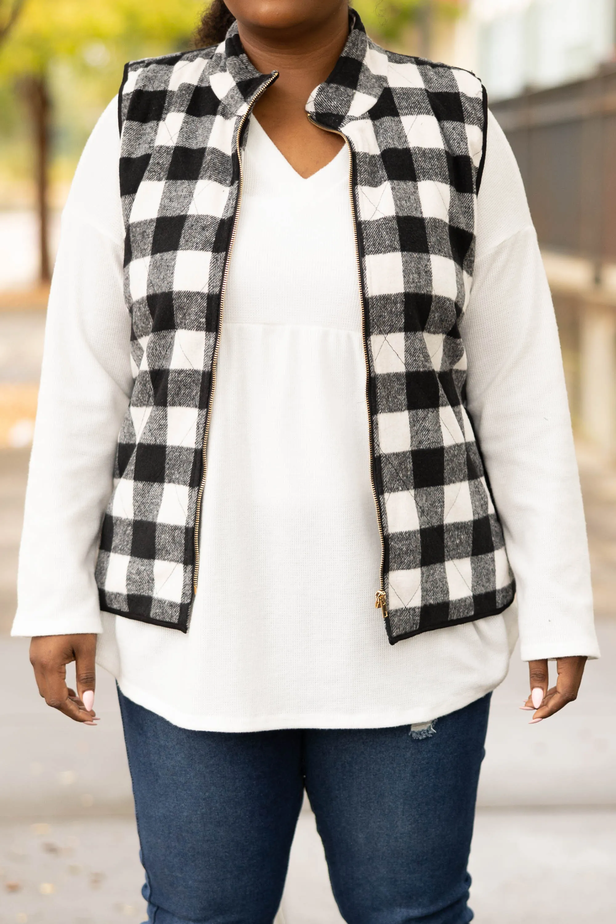 Cold For The Winter Vest, Ivory-Black