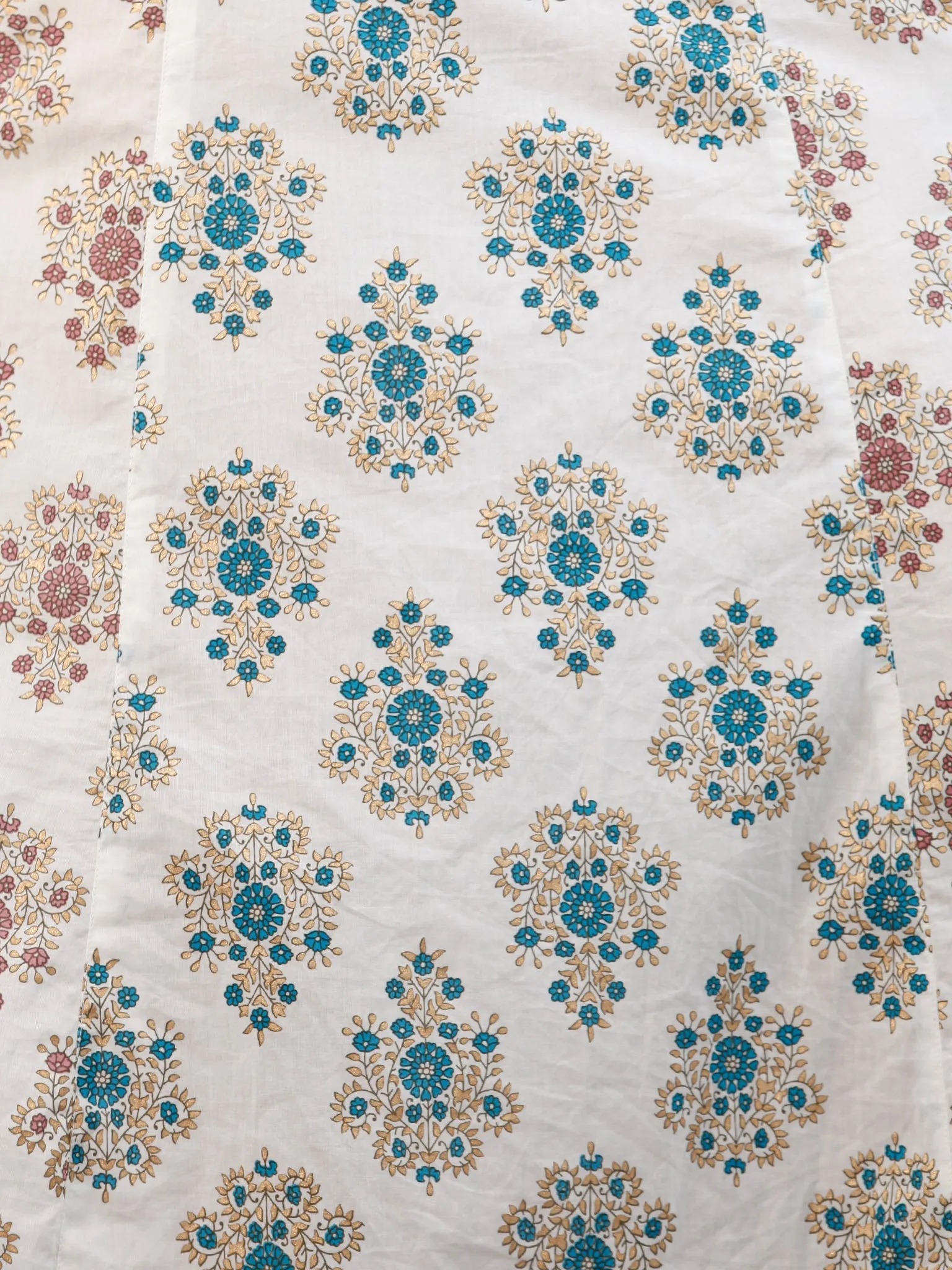 Cool Breeze - Block Printed Long Cotton Kali Dress - D352F1888