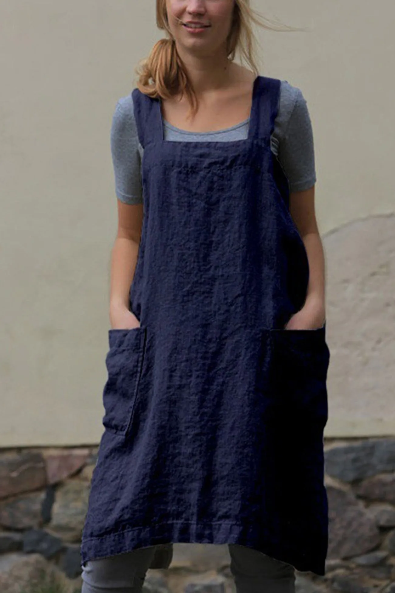 Cotton Linen Apron Mini Dress