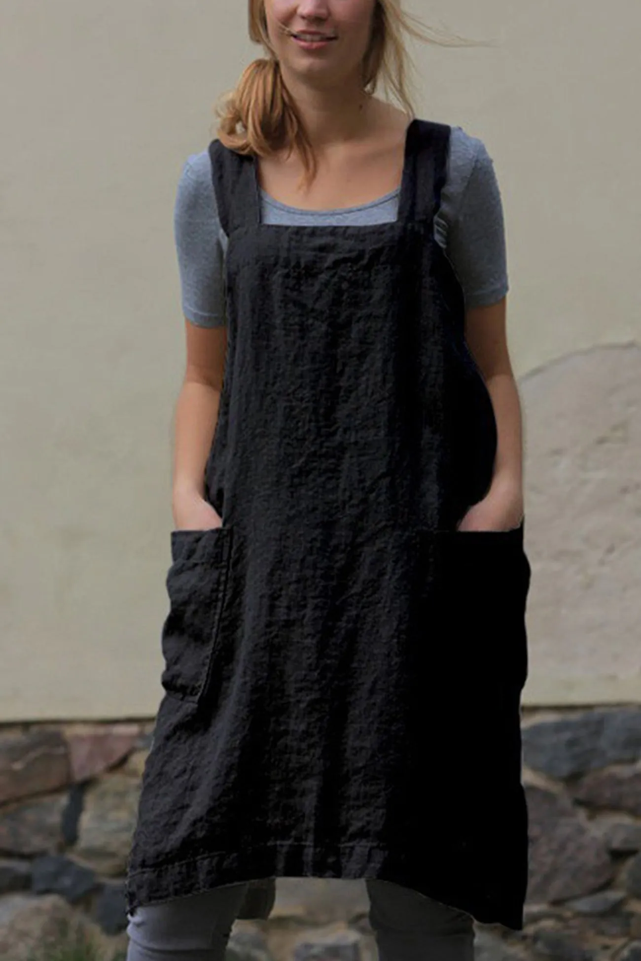 Cotton Linen Apron Mini Dress
