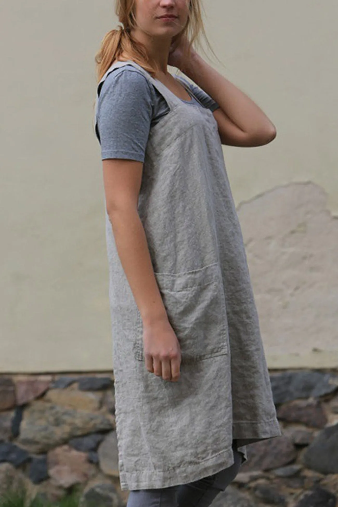 Cotton Linen Apron Mini Dress