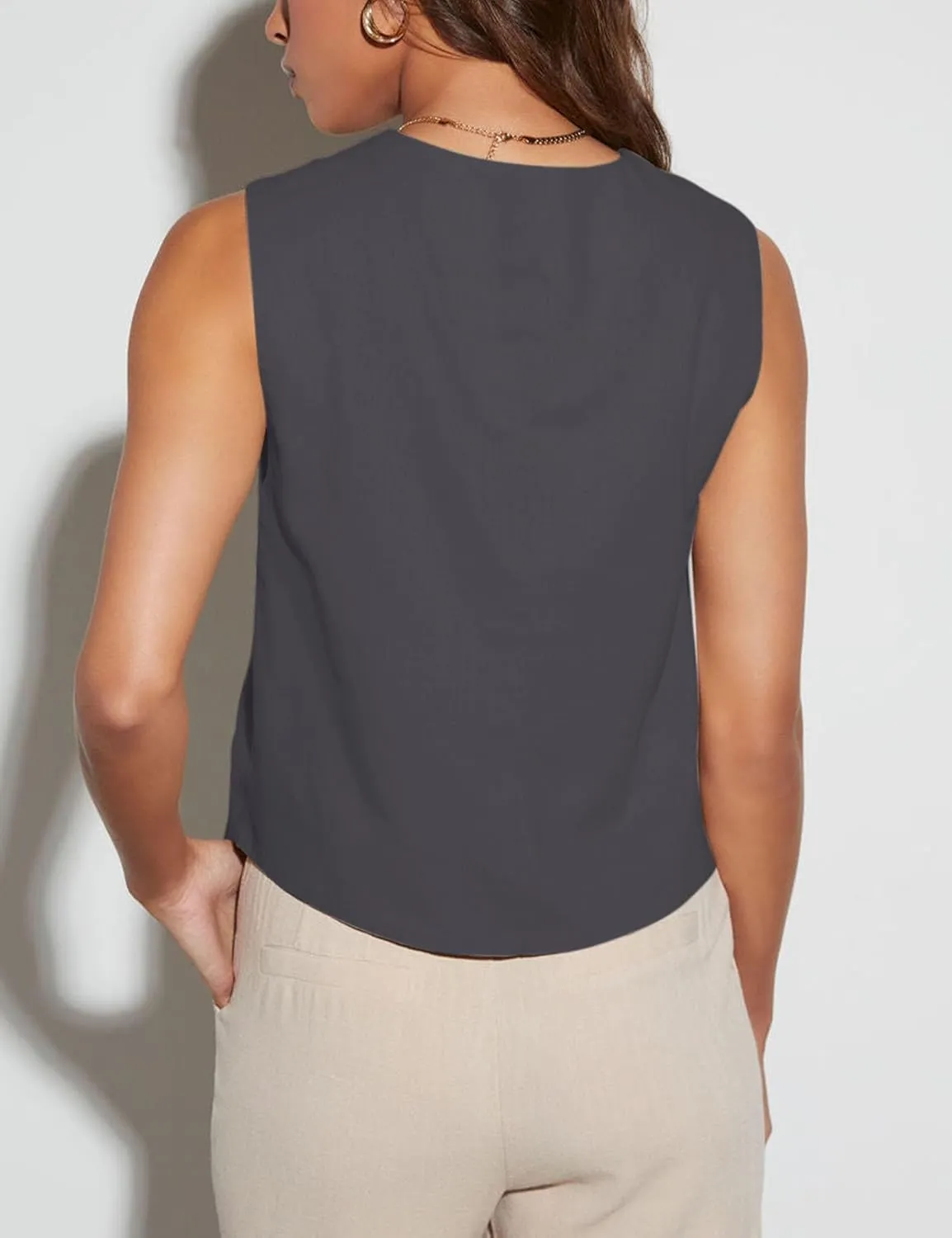 Floral Find Womens Casual Button Down Sleeveless Vest Fully Lined V Neck Business Jacket Waistcoat with Pocket