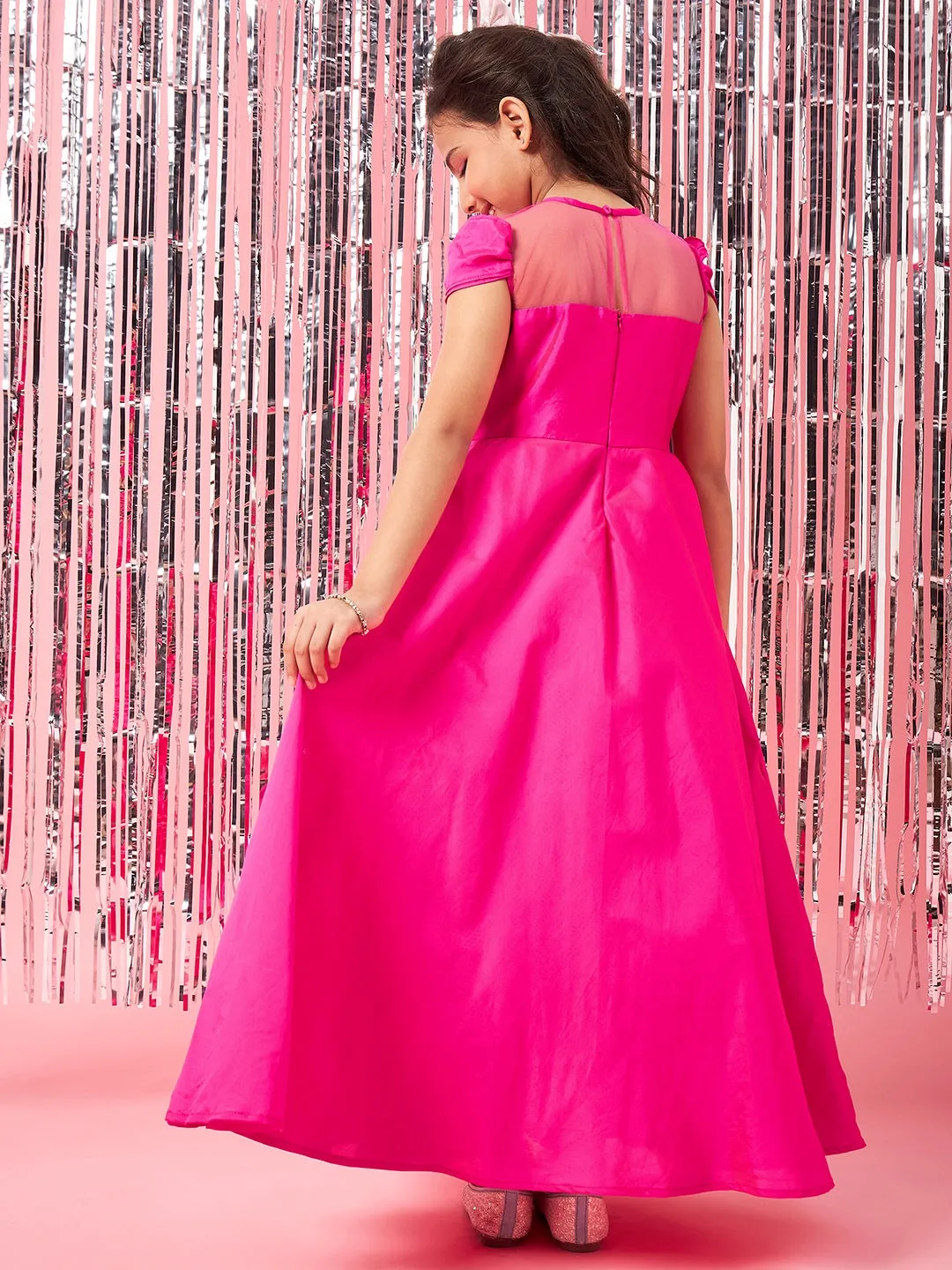 Girls Puff Sleeves Maxi Dress - Ps Peaches