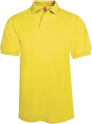 Hanes Men's Cotton-Blend EcoSmart Jersey Polo,Yellow,X-Large