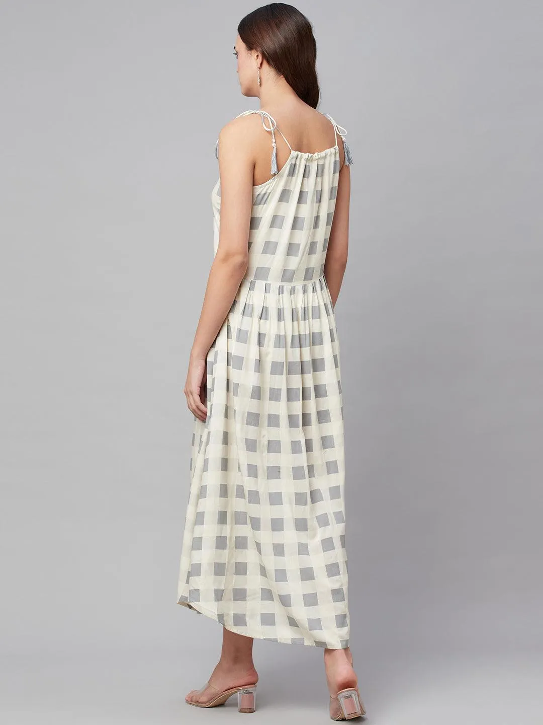 Jashvi White Rayon Shoulder Straps Dress