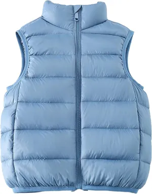 Kids Puffer Down Vest Windproof Lightweight Gilet Waistcoat Padded Jacket Stand Collar Coat