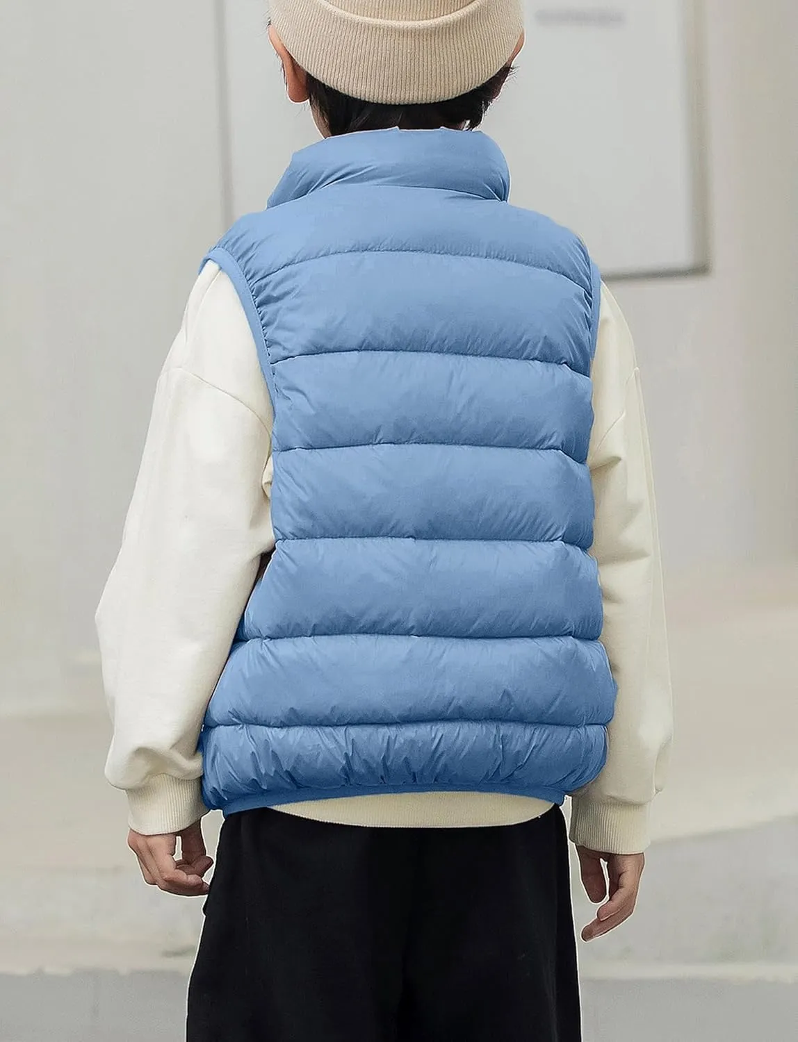 Kids Puffer Down Vest Windproof Lightweight Gilet Waistcoat Padded Jacket Stand Collar Coat