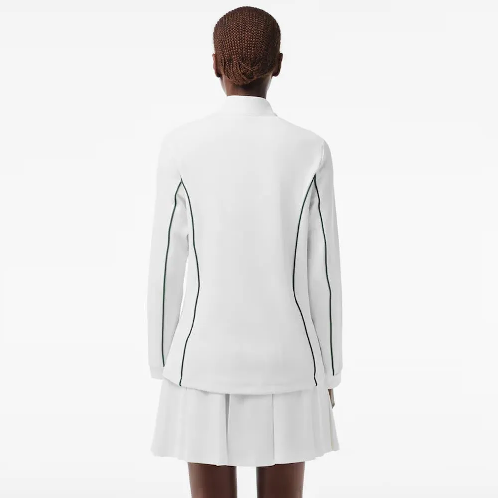 Lacoste Women's Sport 1/4 Longsleeve Zip Top - White/Green