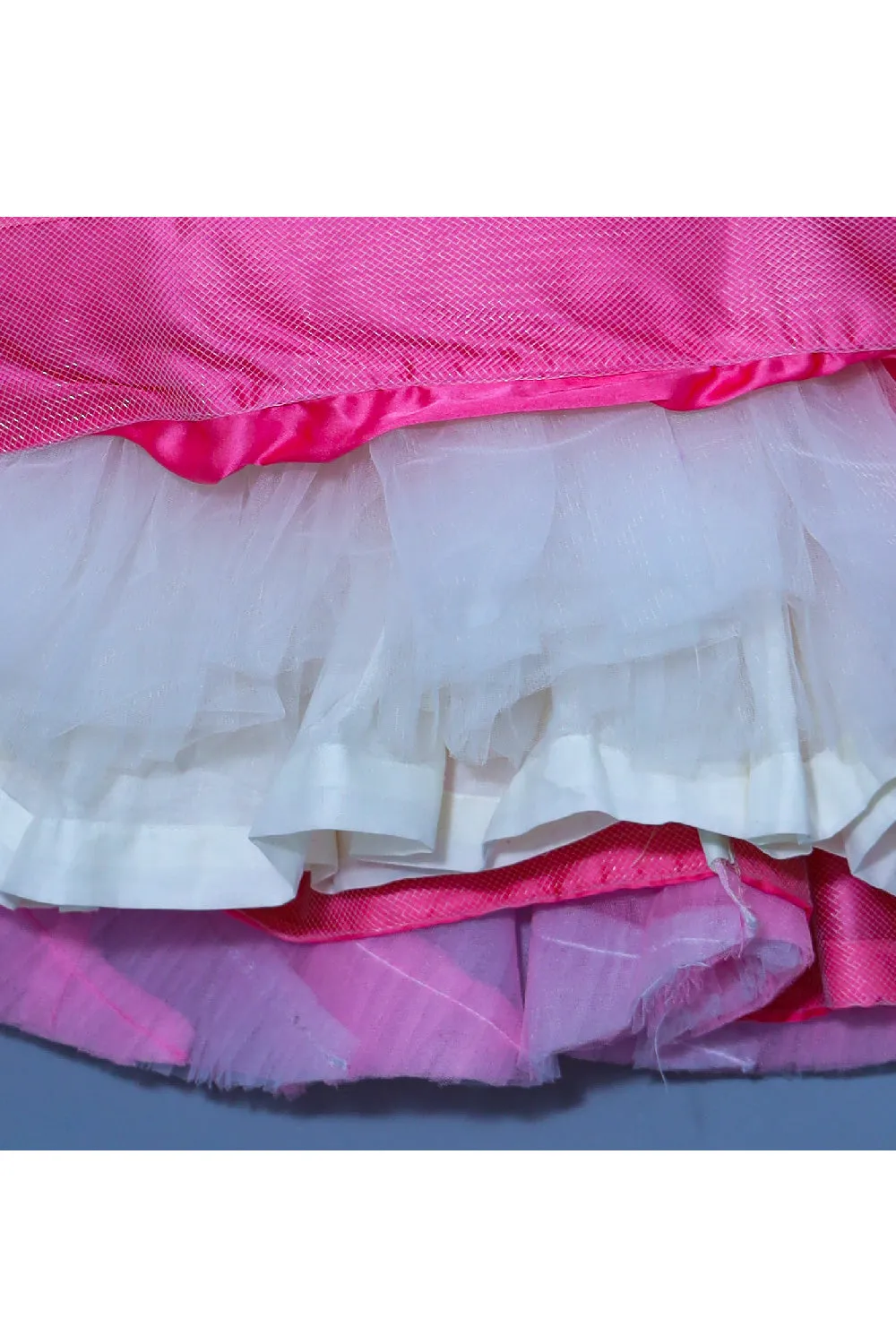 Lavender And Pink Hand Embroidered Mermaid Frill Net Dress