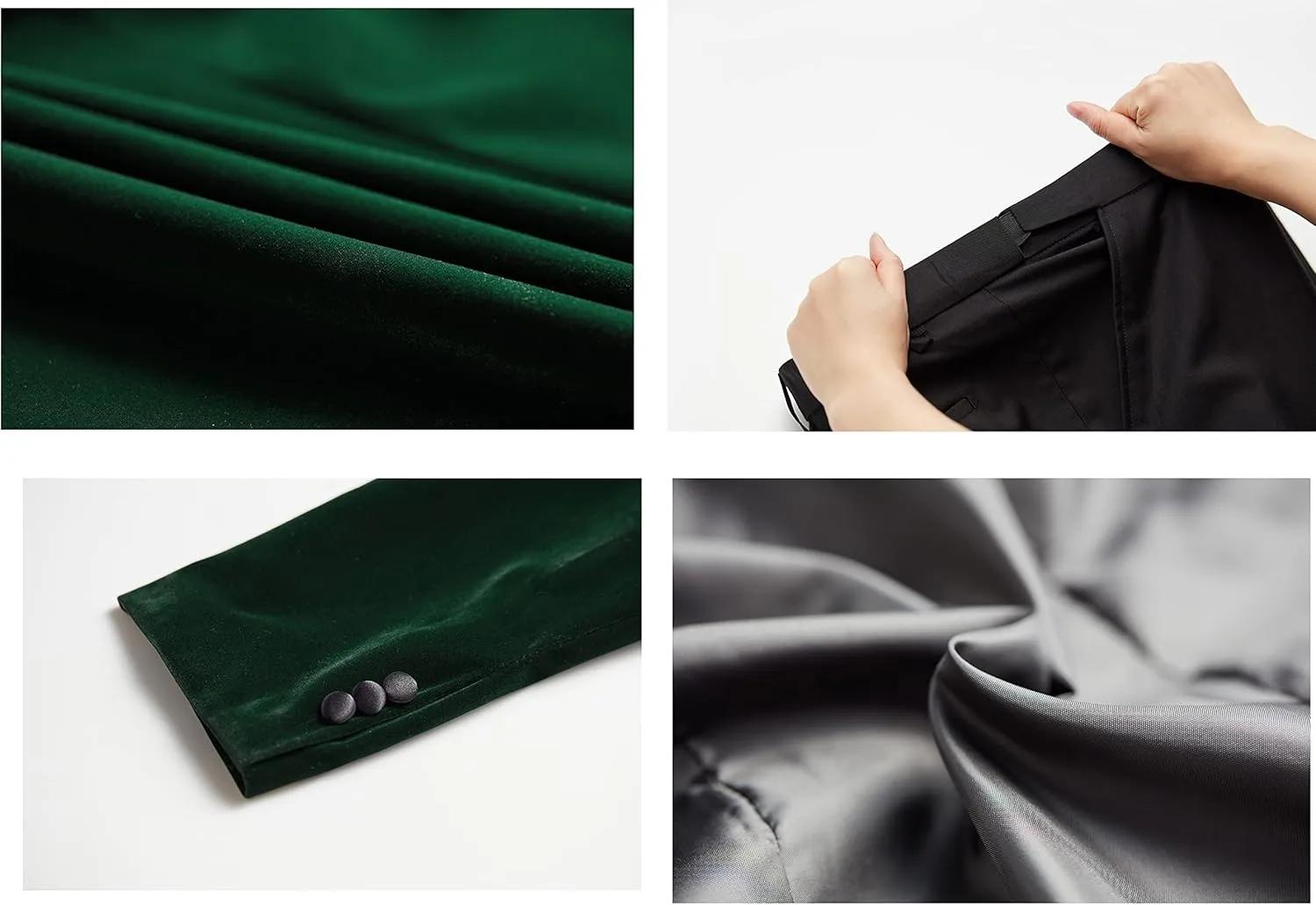 MAGE MALE Men's 2 Piece Velvet Suit Peak Lapel One Button Slim Fit Tuxedo Blazer Party Dinner Jacket & Pants