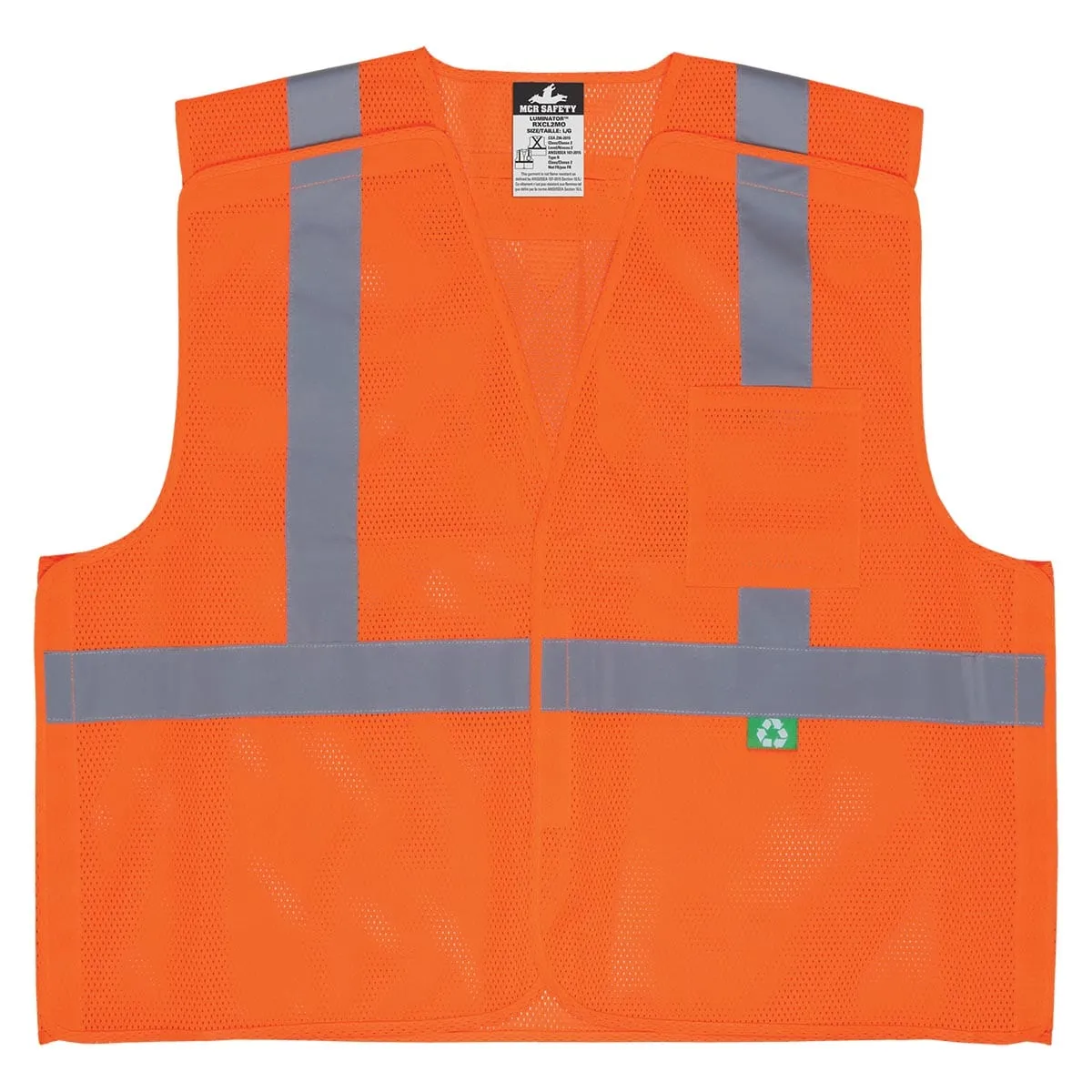 MCR Safety ANSI Class 2 Hi-Vis Recycled Materials Breakaway Vest