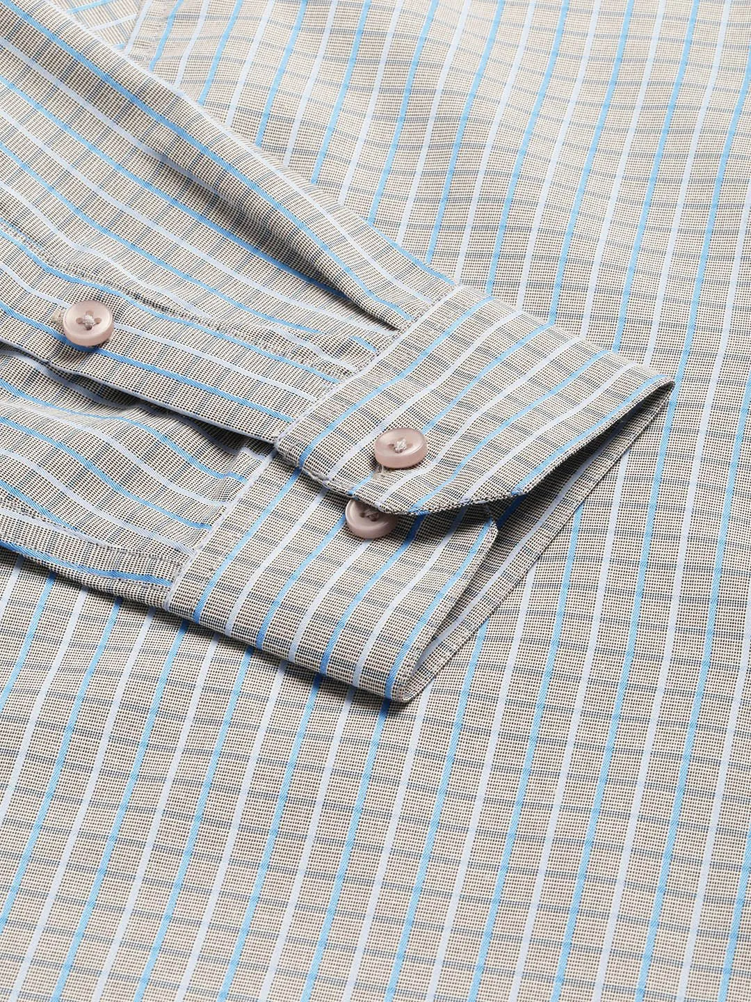 Mens Cotton Grey & Blue Checked Formal Shirt - Sojanya