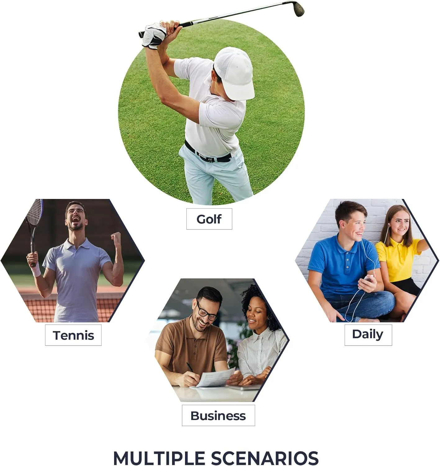 Men's Golf Polo Shirts Performance - Recycled Polyester Moisture-Wicking Dry Fit Short Sleeve Golfing Apparel