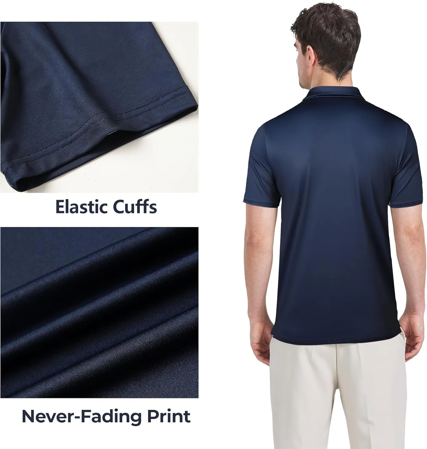 Men's Golf Polo Shirts Performance - Recycled Polyester Moisture-Wicking Dry Fit Short Sleeve Golfing Apparel