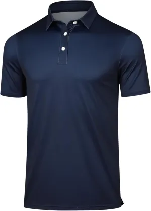 Men's Golf Polo Shirts Performance - Recycled Polyester Moisture-Wicking Dry Fit Short Sleeve Golfing Apparel