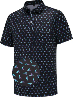 Mens Golf Polo Shirts Short Sleeve Dry Fit Performance Moisture Wicking Casual Funny Golf Polo Shirts for Men