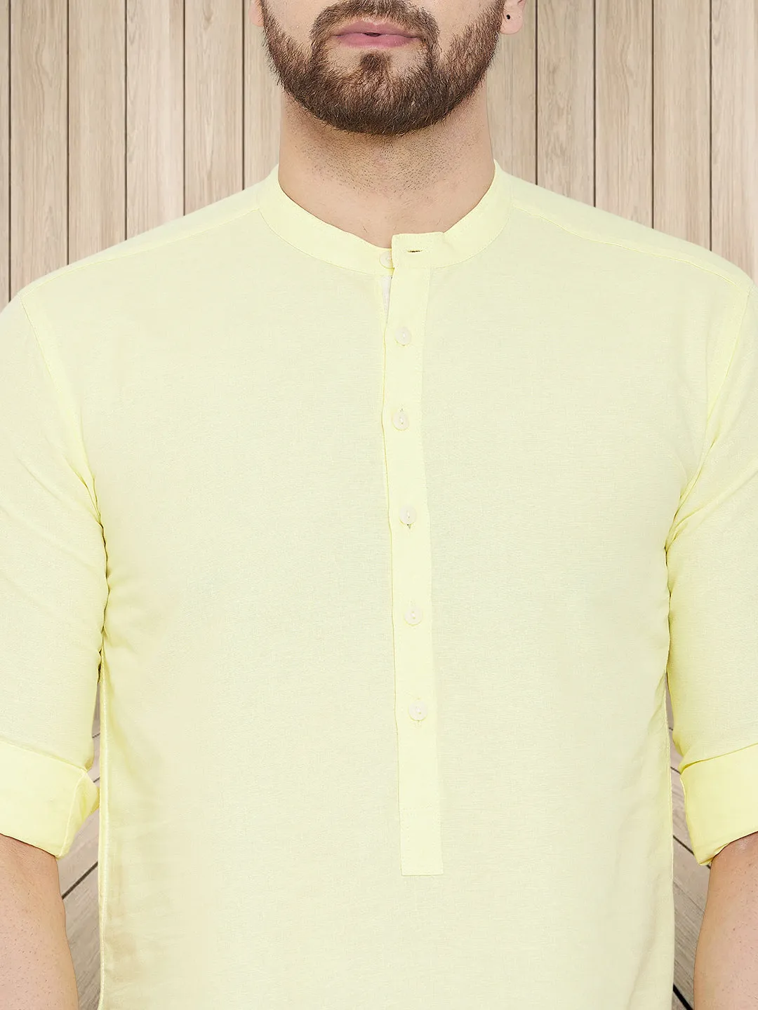 Men's Pure Cotton Yellow Kurta - Even Apparels