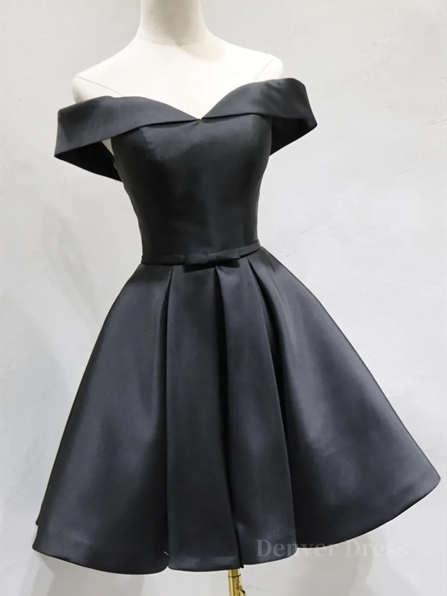Off the Shoulder Short Black Prom Dresses Little Black Formal Graduation Homecoming Dresses