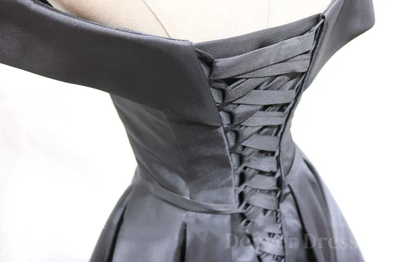 Off the Shoulder Short Black Prom Dresses Little Black Formal Graduation Homecoming Dresses