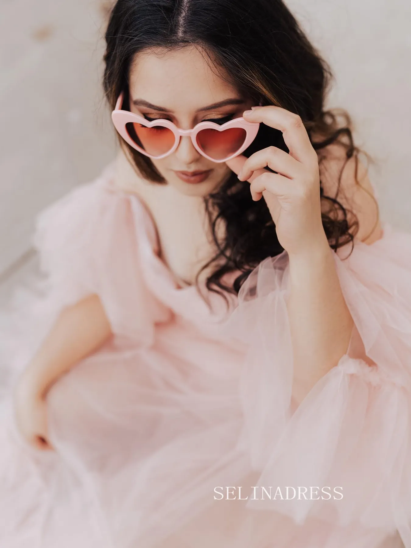 Off-the-shoulder V neck Lemonade Photography Costumes Pink Long Prom Dress Formal Dress JKSS508