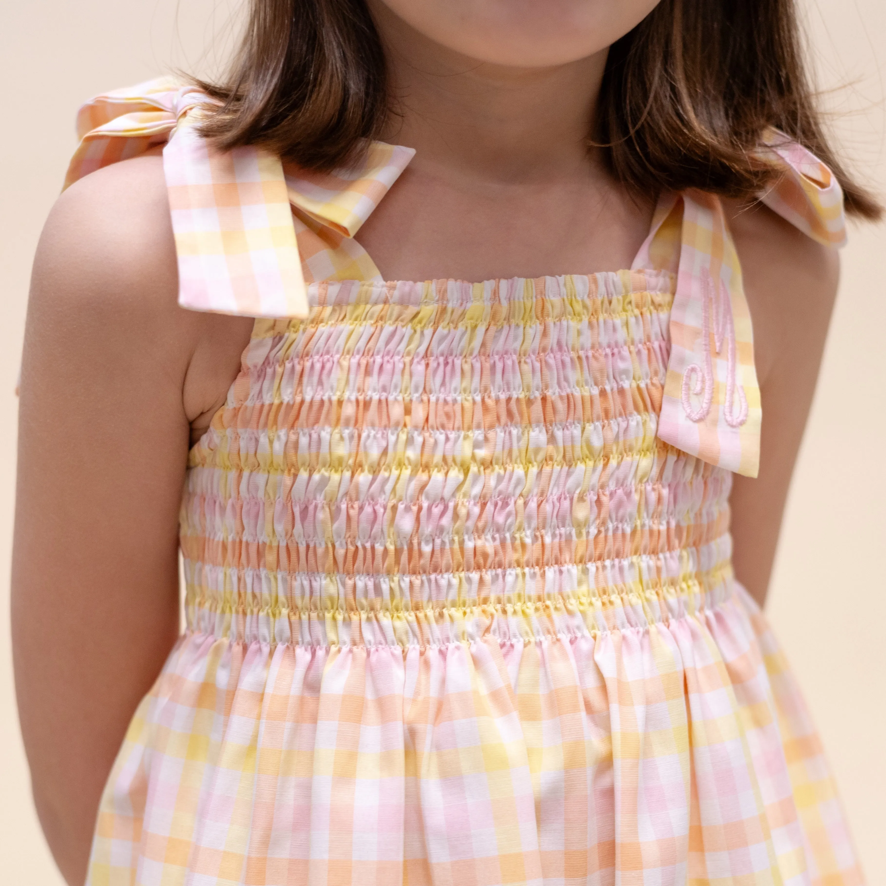 Penelope Big Girl Dress - Orange/ Pink