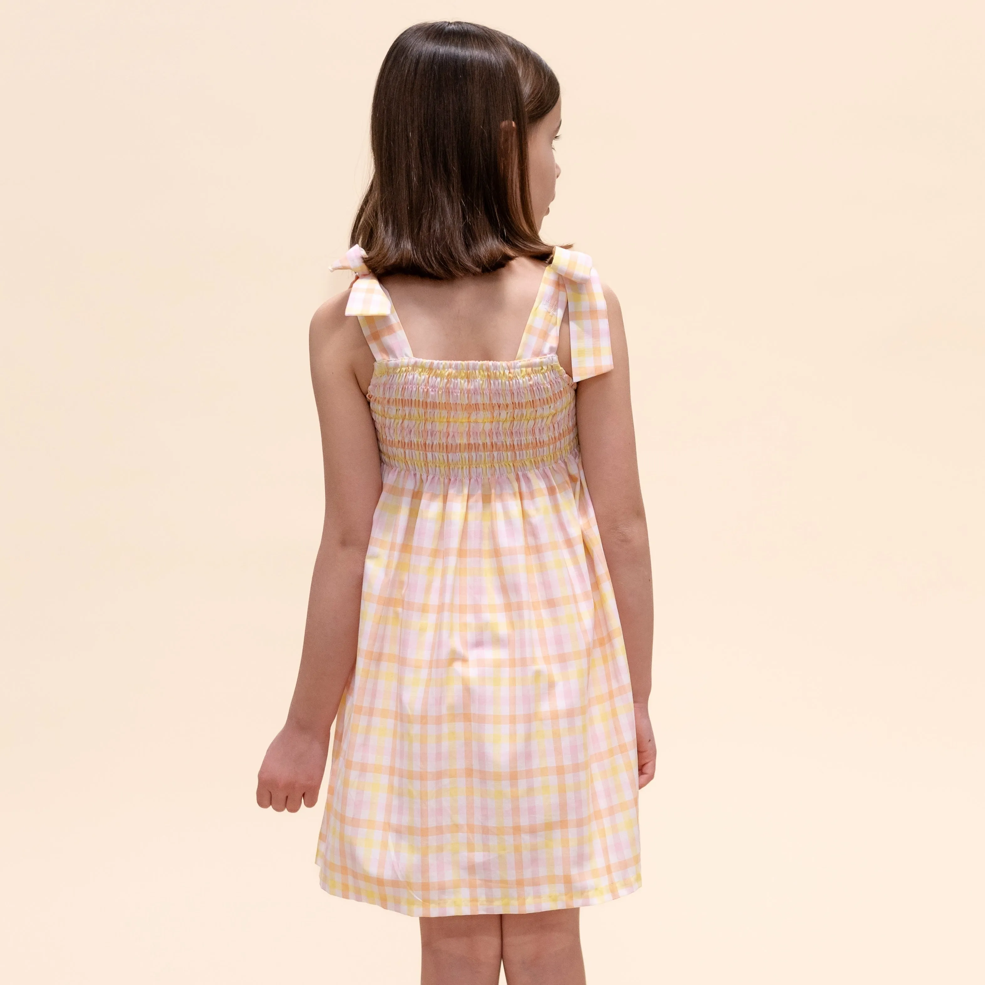 Penelope Big Girl Dress - Orange/ Pink