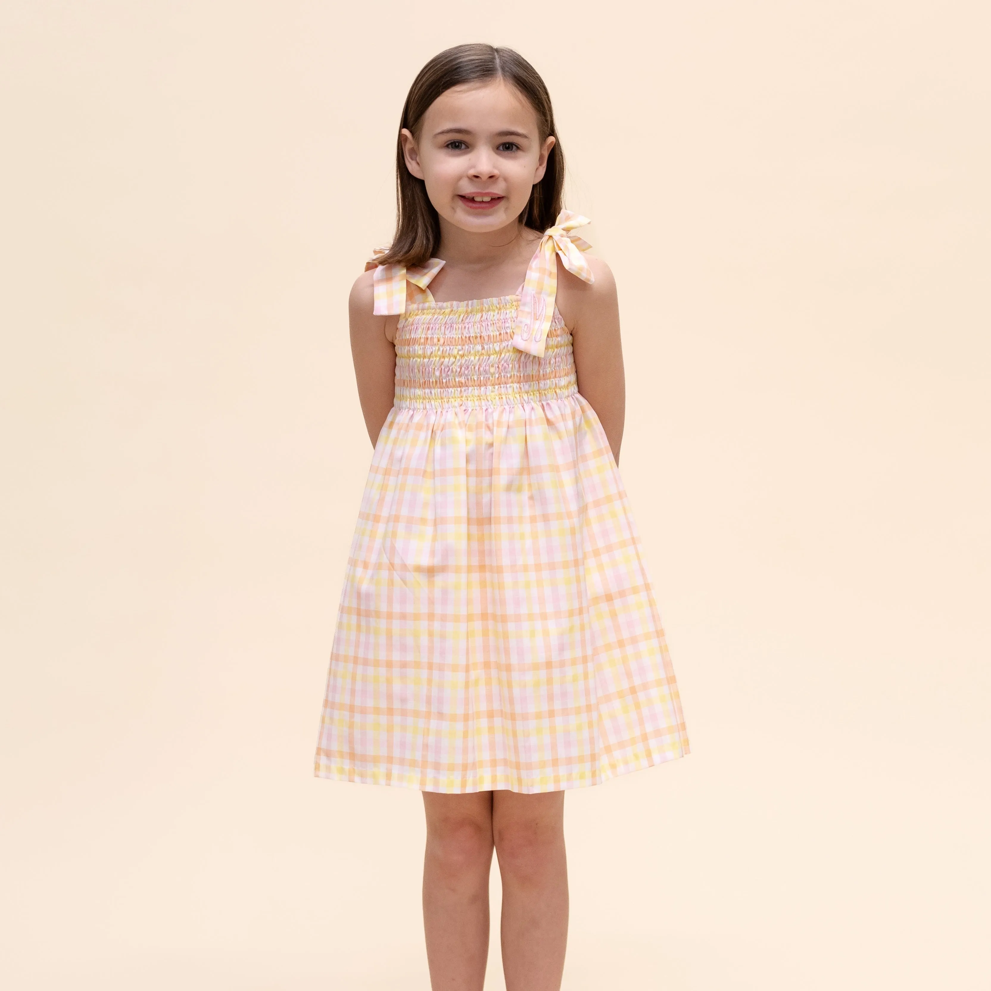Penelope Big Girl Dress - Orange/ Pink