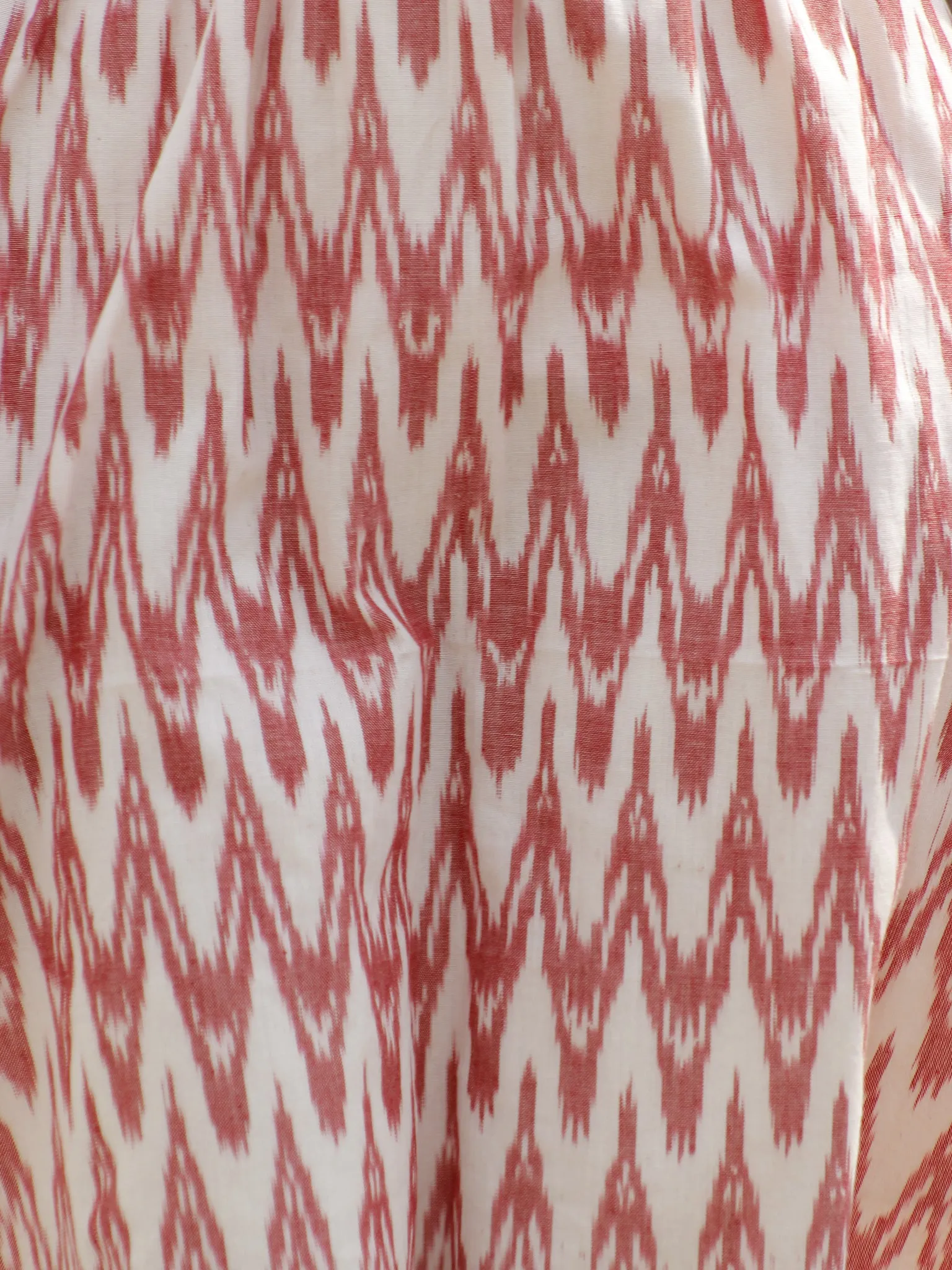 Pink Ivory Handloom Ikat Dress With Side Pockets And Peasant Sleeve-  D109F722