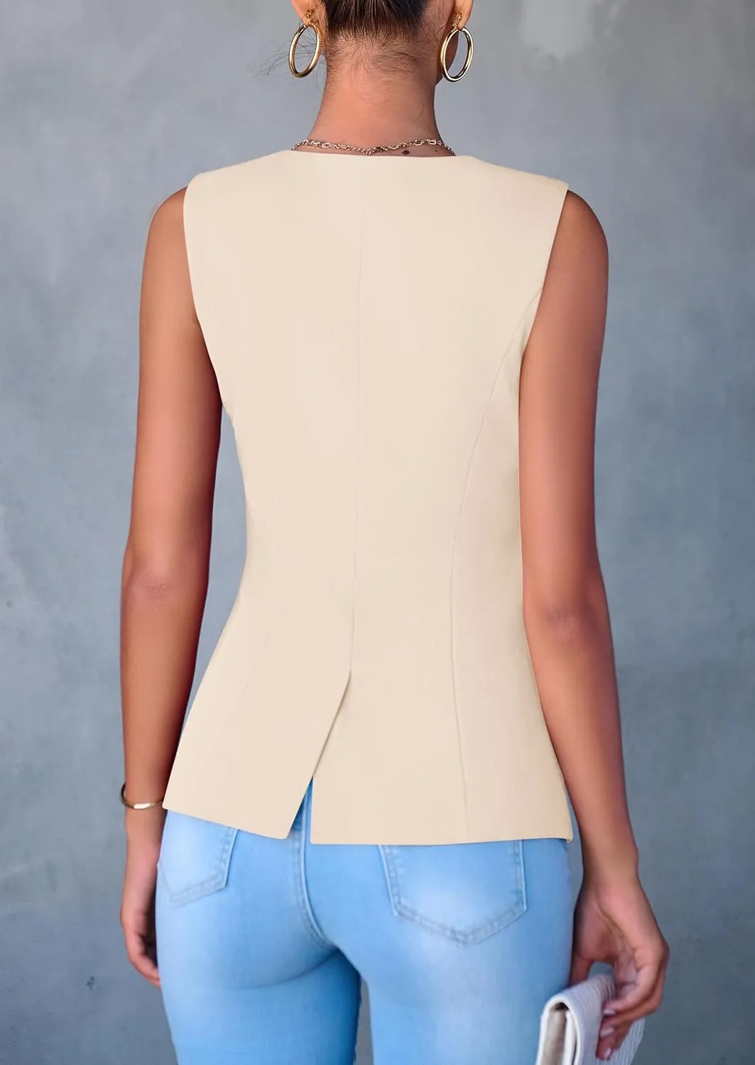 PRETTYGARDEN Women's Suit Vest Tops 2025 Summer Dressy Casual Business Button Sleeveless Trendy Fashion Blazer Waistcoat