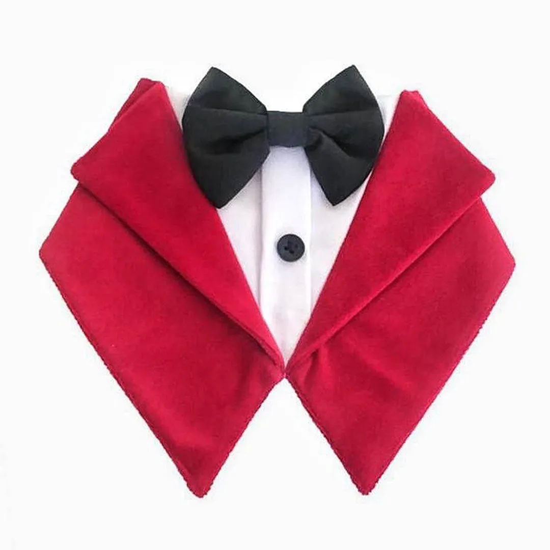 Red Velvet Tuxedo Vest Bandana