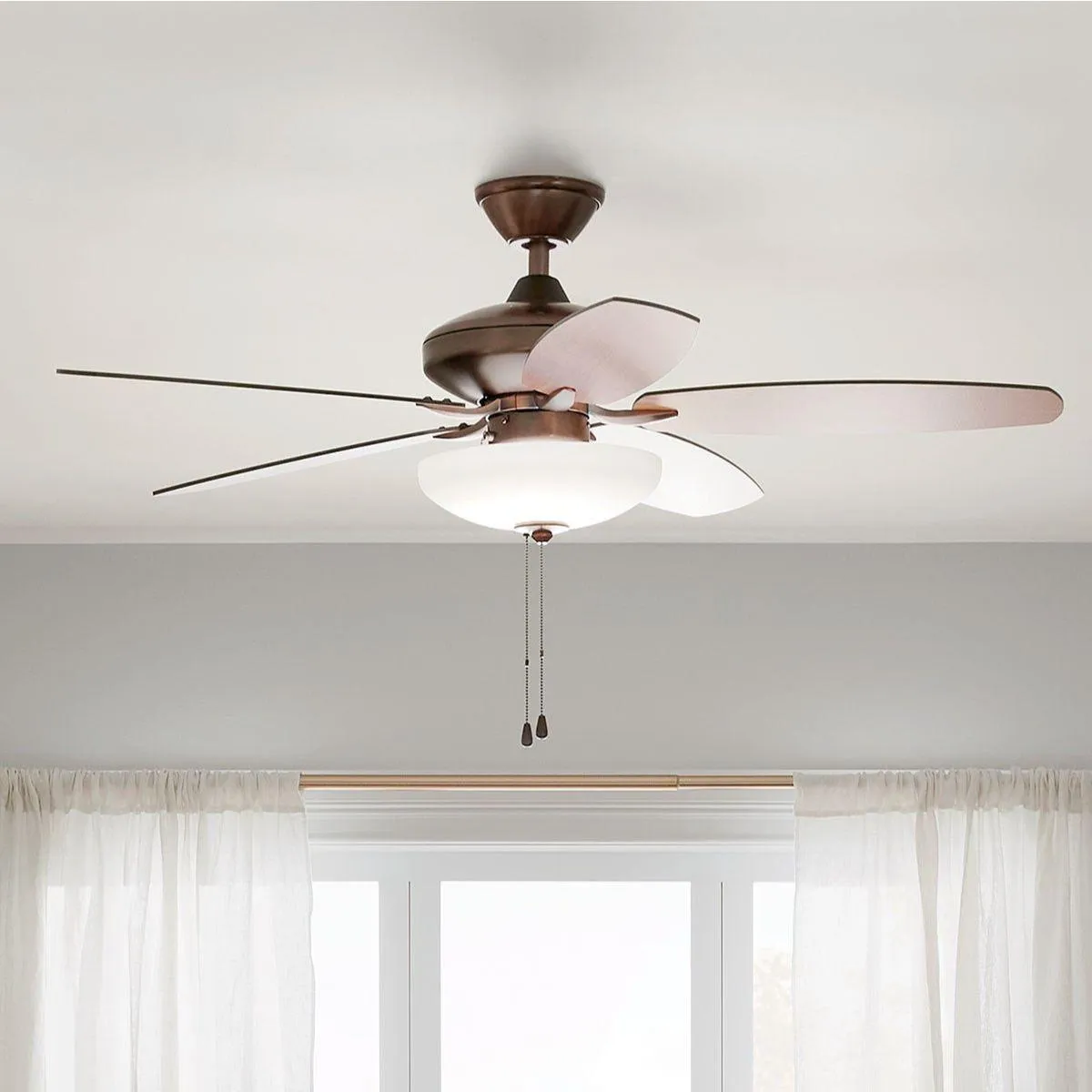 Renew Select 52 Inch Oil Brushed Bronze LED Ceiling Fan with Light Kit and Pull Chain