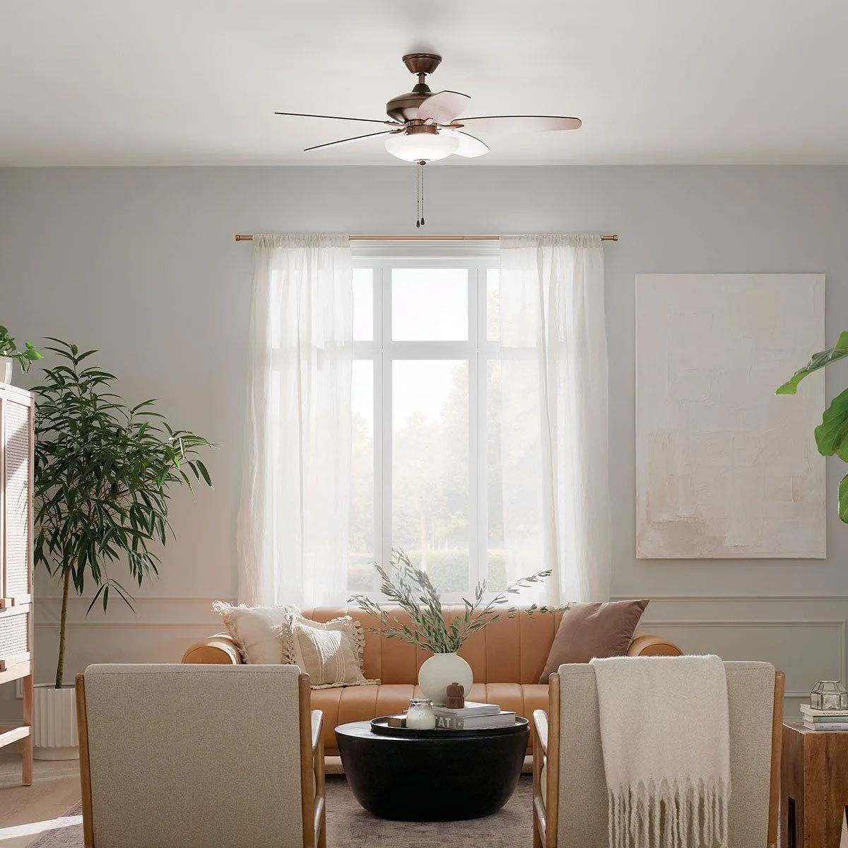 Renew Select 52 Inch Oil Brushed Bronze LED Ceiling Fan with Light Kit and Pull Chain