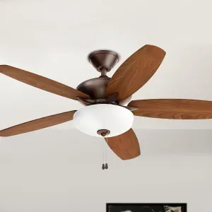 Renew Select 52 Inch Oil Brushed Bronze LED Ceiling Fan with Light Kit and Pull Chain