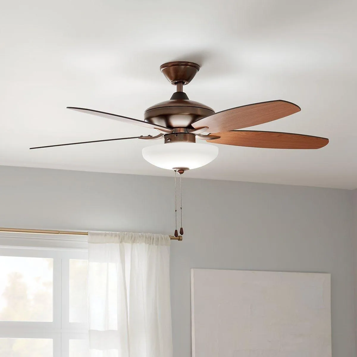 Renew Select 52 Inch Oil Brushed Bronze LED Ceiling Fan with Light Kit and Pull Chain
