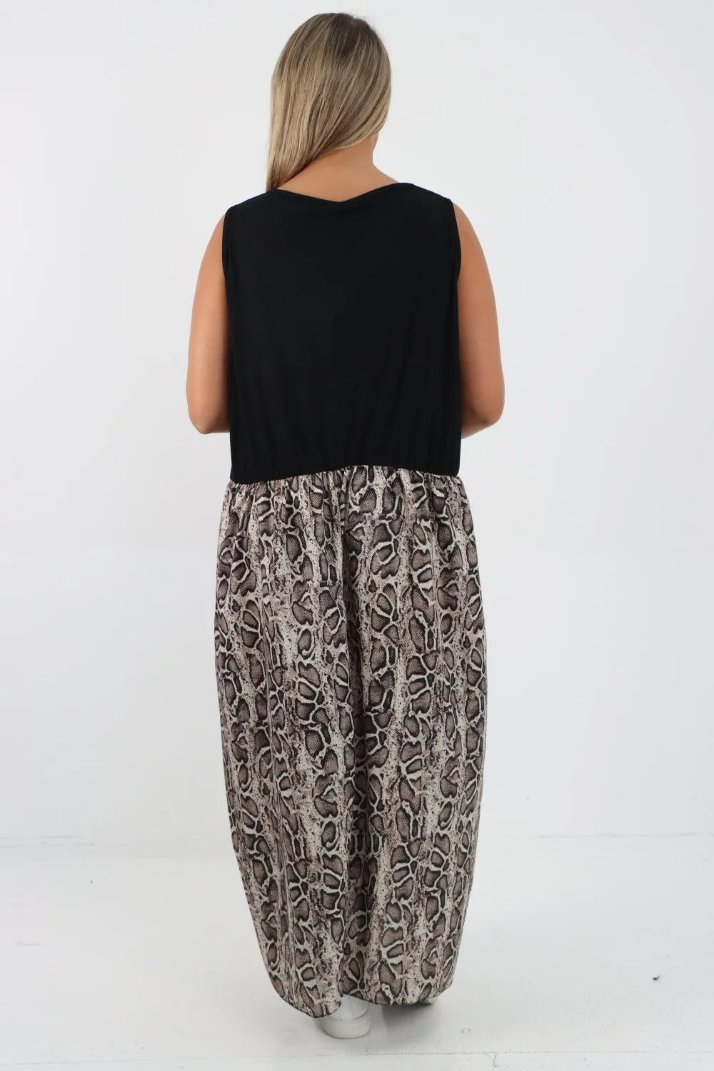Ribbed Vest Animal Print Maxi Dress