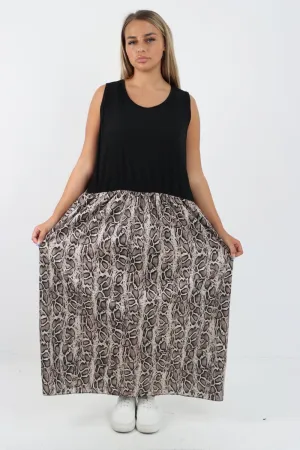 Ribbed Vest Animal Print Maxi Dress