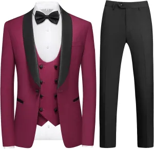 Rogers & Morris Tuxedo Suits for Men Solid 4 Piece Regular Fit Formal Set