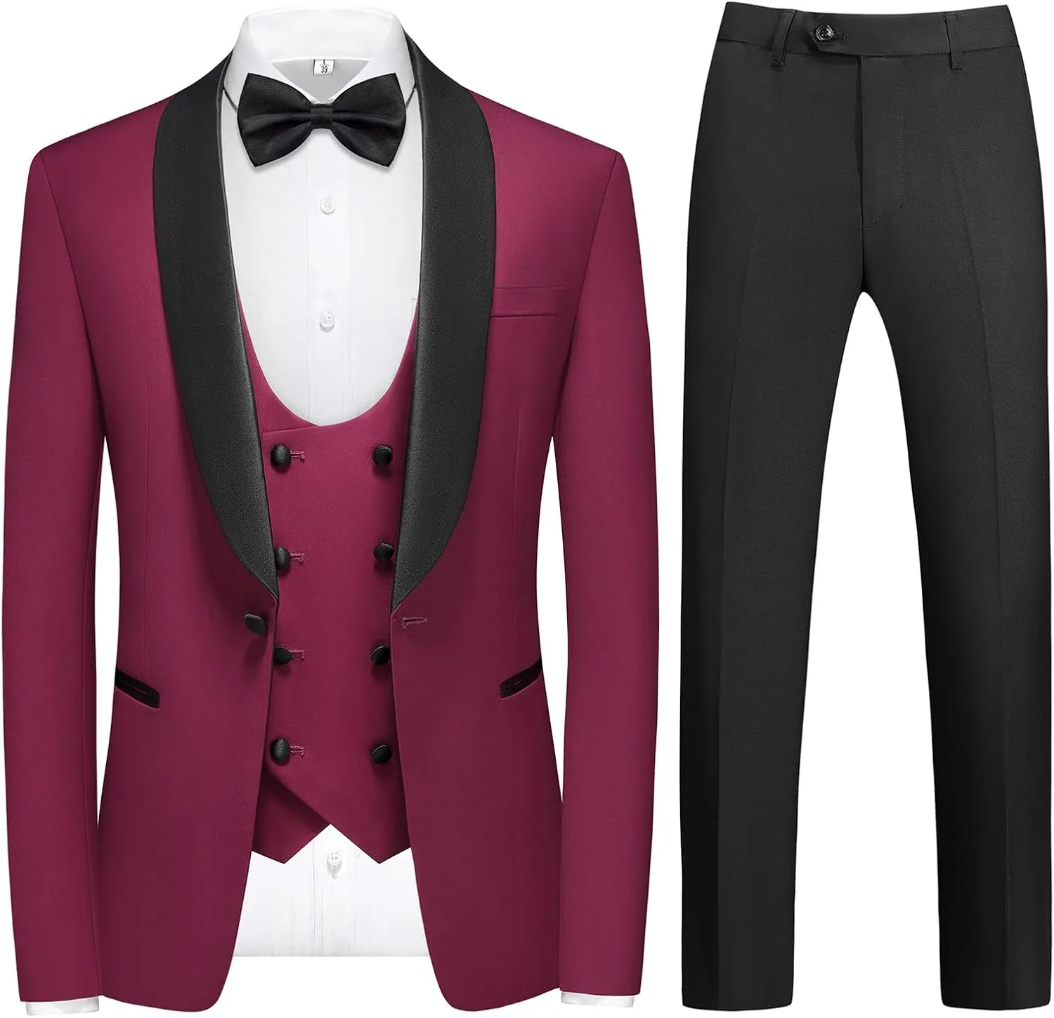 Rogers & Morris Tuxedo Suits for Men Solid 4 Piece Regular Fit Formal Set
