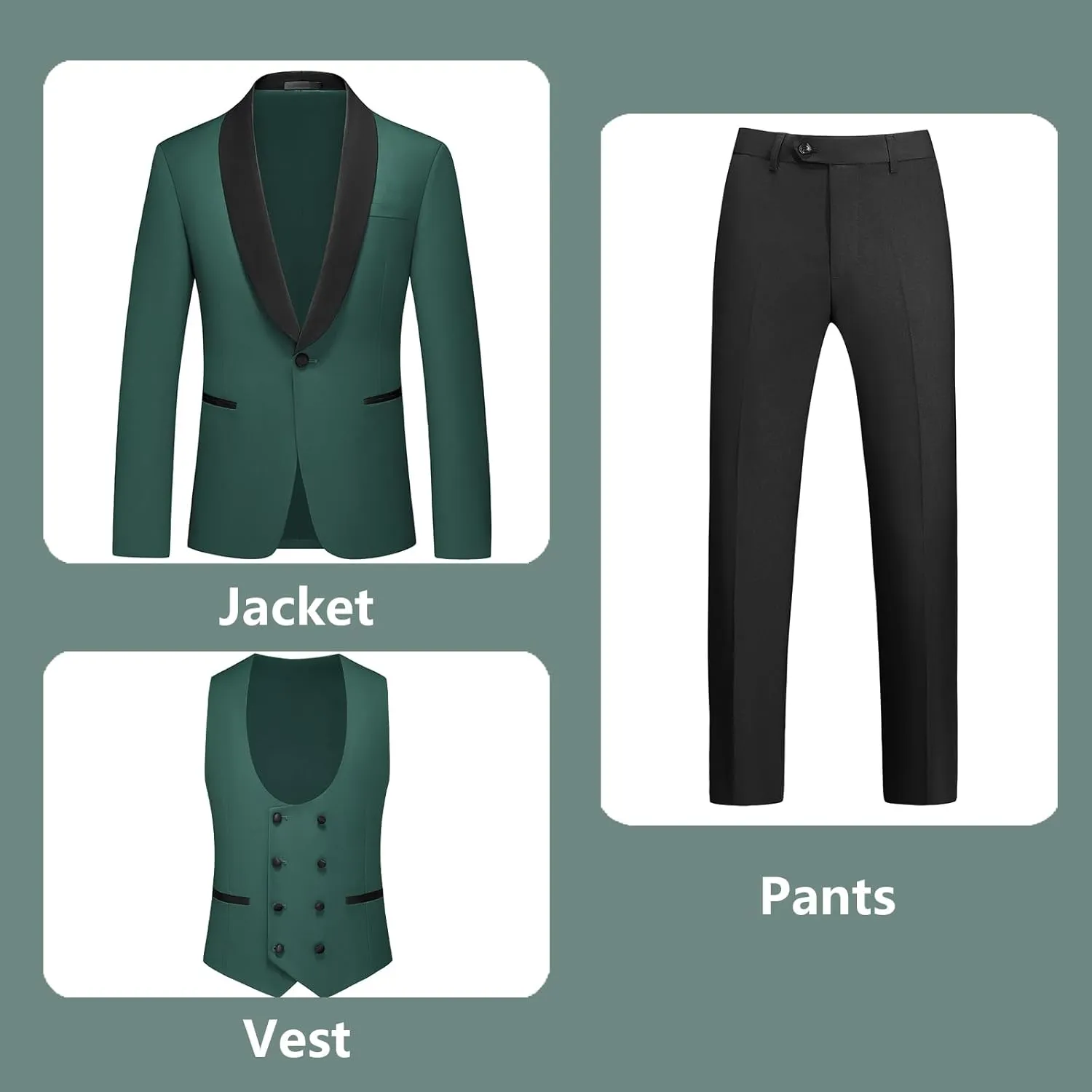 Rogers & Morris Tuxedo Suits for Men Solid 4 Piece Regular Fit Formal Set