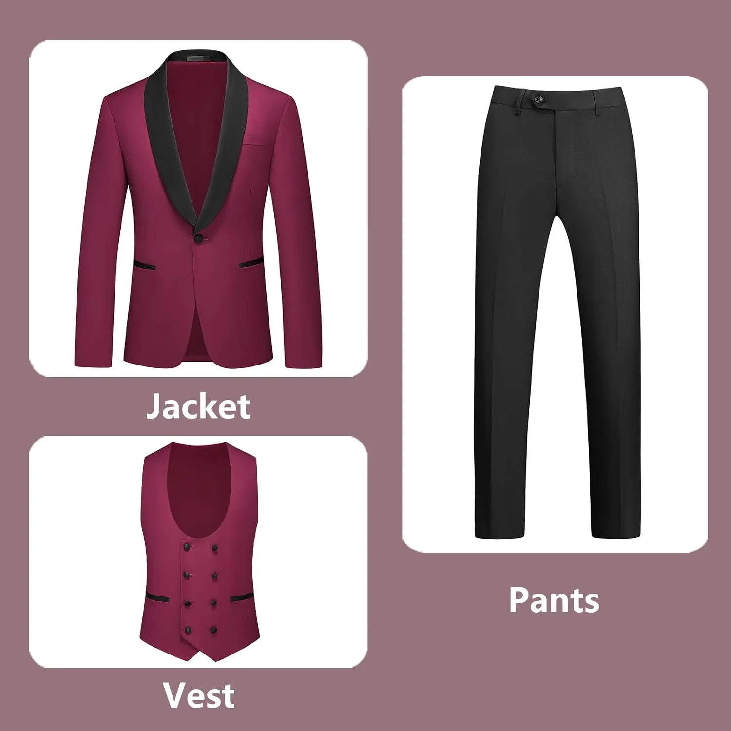 Rogers & Morris Tuxedo Suits for Men Solid 4 Piece Regular Fit Formal Set